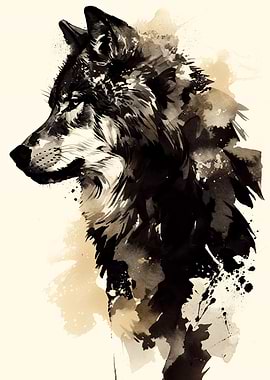 Wolf Watercolor Art