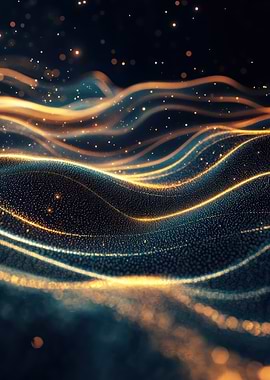 Abstract Gold & Blue Waves