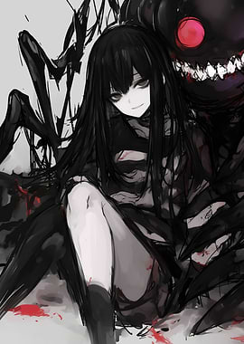 Dark Anime Girl with Monster