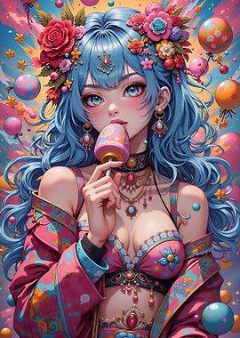 Anime Girl with Candy