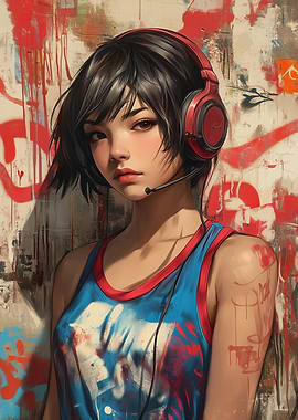 Anime Girl with Headphones