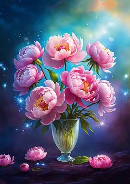 Pink Peonies in a Vase