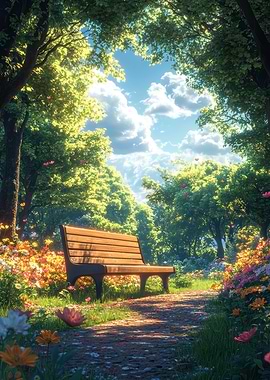 Park Bench in Spring