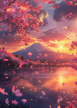 Mount Fuji Sakura Sunset