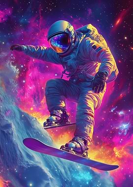 Astronaut Snowboarding in Space