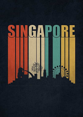 Singapore Skyline Retro