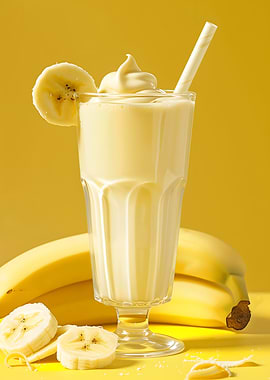 Glass of Fresh Banana Milkshake