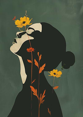 Abstract Floral Silhouette Painting