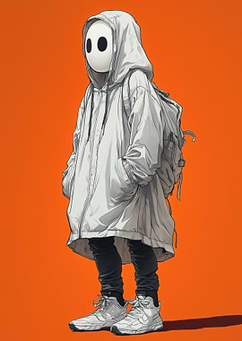 Teenage Ghost Figure in White Hoodie