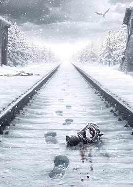 Snow-Covered Railroad Tracks