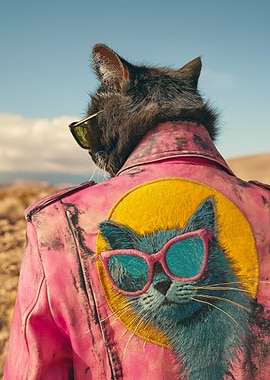 Cat in Pink Leather Jacket