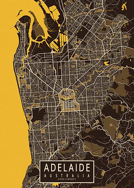 Adelaide City Map Australia Pastel