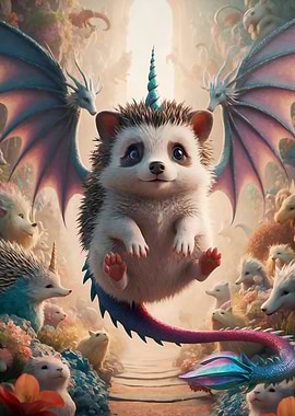 Hybrid Hedgehog with Dragon Wings