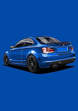 E82 Coupe Vector Illustration - Blue Performance Art