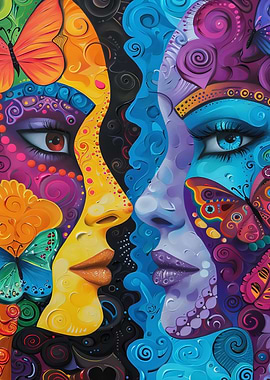 Colorful Two Faces, Butterfly Dreams