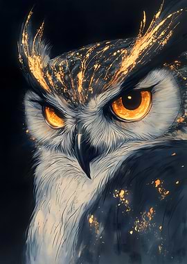 Golden Owl Portrait Animal