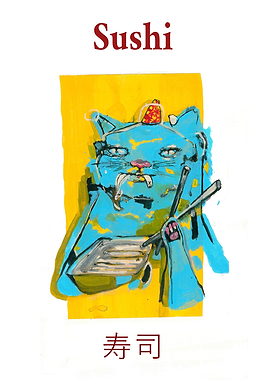 Sushi Cat Illustration