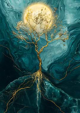 Golden Tree and Moon