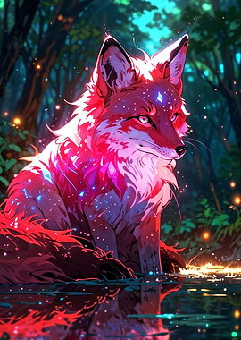 Mystical Fox in Enchanted Forest