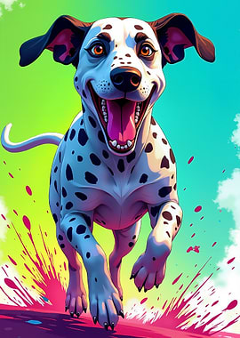 Dalmatian Running with Splash
