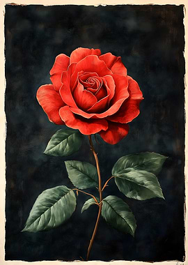 Oil Painting of a Red Rose