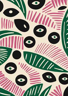 Abstract Eye and Leaf Pattern