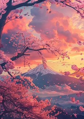 Mount Fuji Sakura Sunset