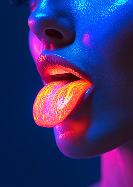 Neon Lips and Tongue