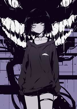 Anime Girl with Monster