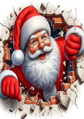 santaclaus in broken wall