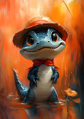 Cute Alligator with a Hat