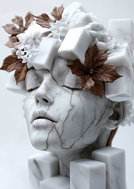 White and Brown Floral Sculpture