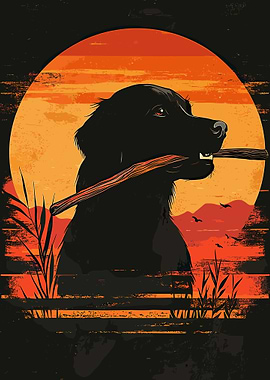 Golden Retriever at Sunset