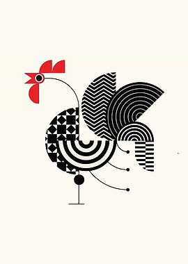Geometric Rooster Illustration