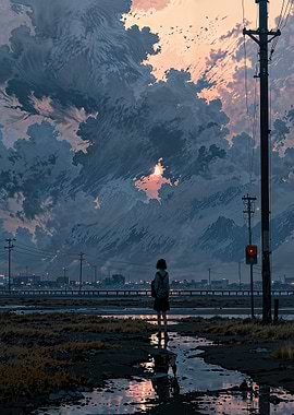 Silhouette Under Dramatic Sky