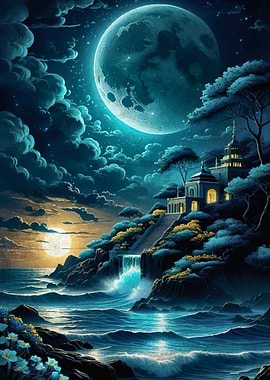 Moonlit Fantasy Landscape