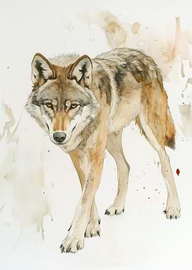 Wolf Watercolor Painting