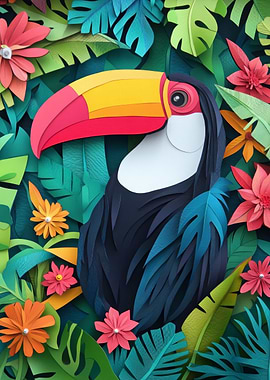 Toucan in Tropical Foliage