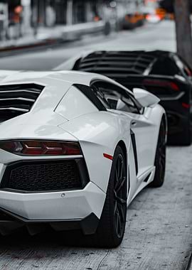 White Lamborghini Aventador