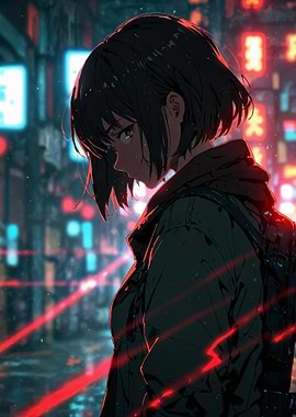 Anime Girl in Neon City