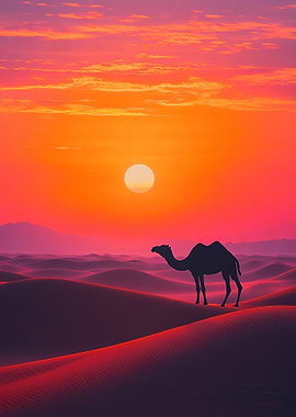 Camel Silhouette at Sunset