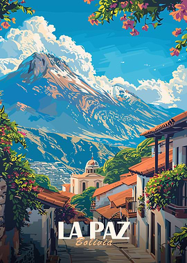 La Paz Bolivia Travel Poster