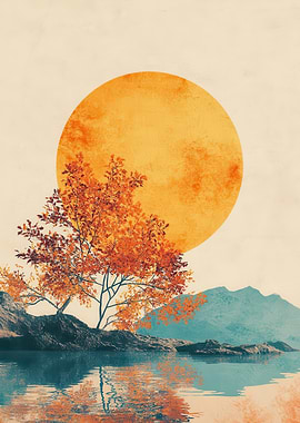 Orange Sunset Landscape