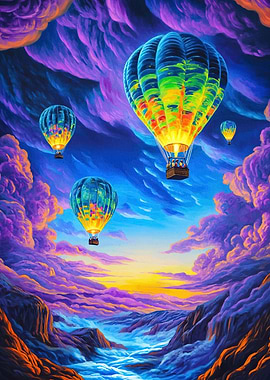 Hot Air Balloons in Dreamy Sky