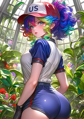 Anime Girl in Sportswear Gaming