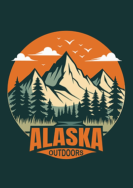 Alaska Outdoors Mountain Logo