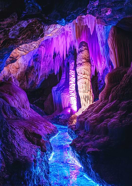 Purple Cave with Stream