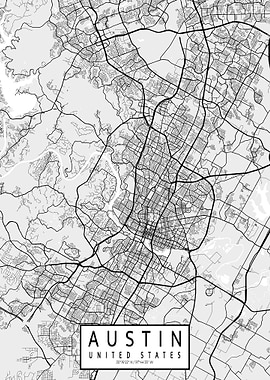 Austin City Map USA Light