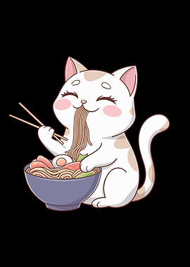 Kawaii Ramen Cat Neko Cute Anime Noodle Lover