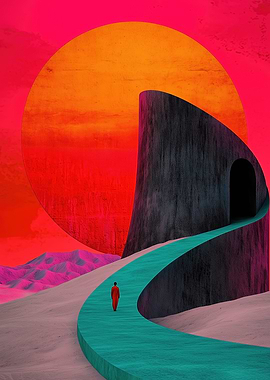 Surreal Landscape with Man